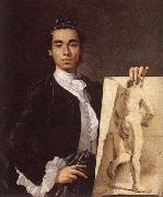 Luis Egidio Melendez Detail of Self-portrait Holding an Academic Study oil painting on canvas